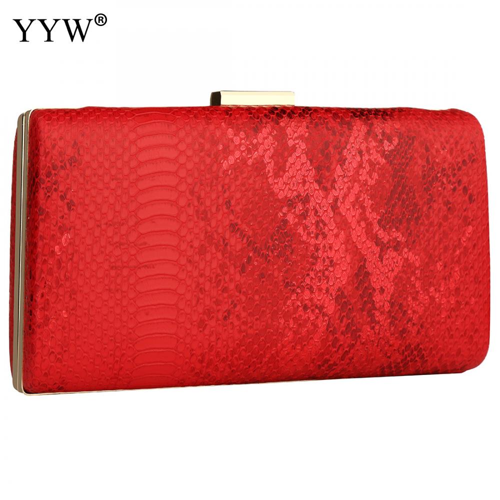 Snake Pattern Clutch Evening Bag Vintage Long Purse Night Clutch And Purse Party Prom Wallets With Sling Crossbody Shoulder Bag: red