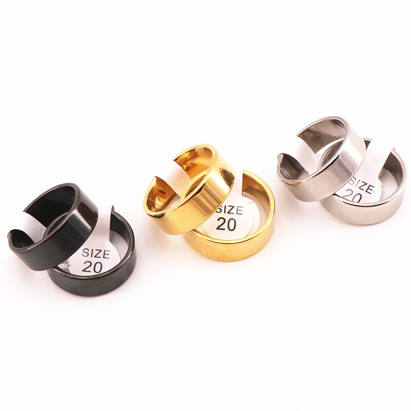 Anillos clásicos de acero inoxidable para hombre y mujer, anillo de boda de tres colores con espejo pulido en el interior, 50 Uds.