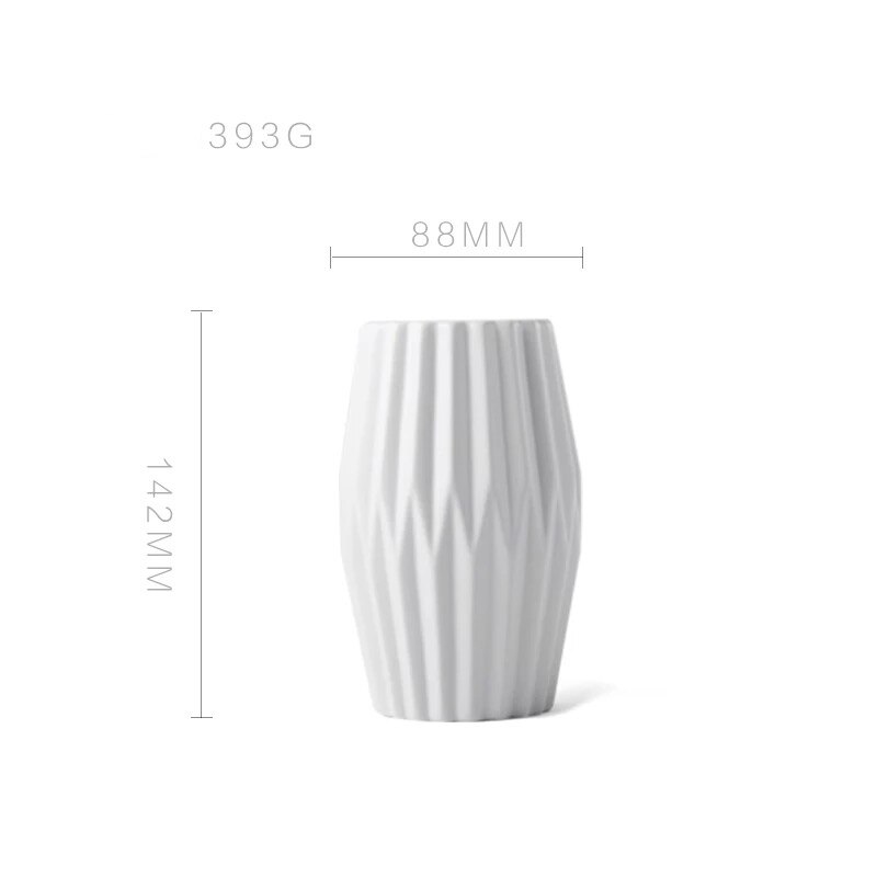 Modern European Style Origami Vases Ceramic Simple Tabletop Vase Home Living Room Decoration Flower Container: White M