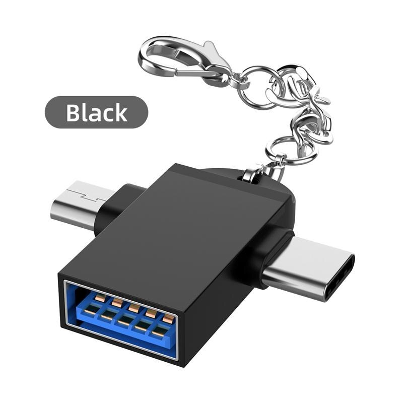 USB Typ C / Mikro USB Zu USB 3,0 hoch Geschwindigkeit Transfer Adapter 2 in 1 OTG Konverter für Telefon Tablette Laptop Tastatur: Schwarz