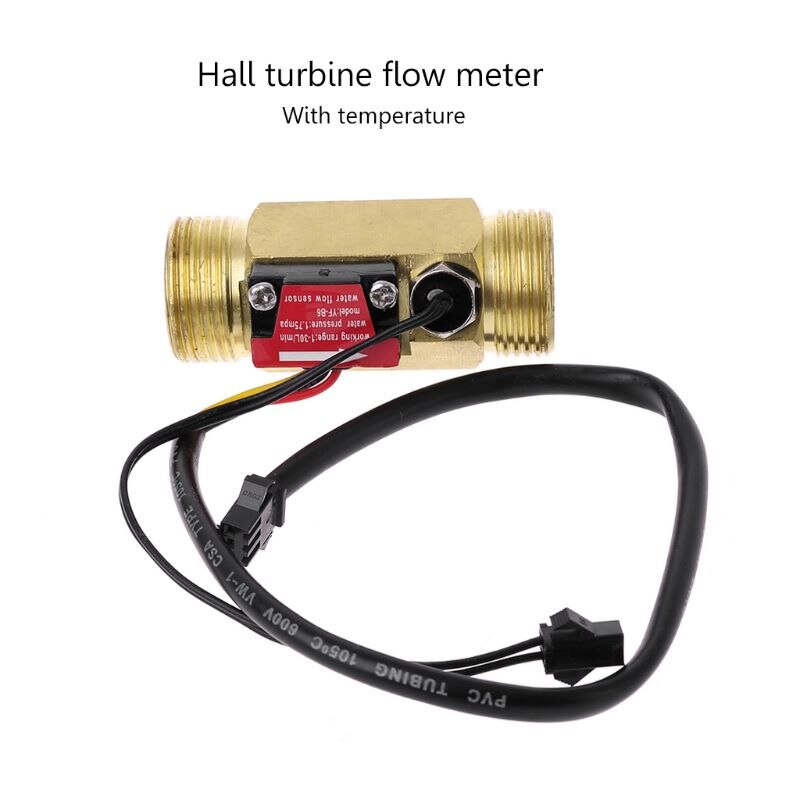 G3/4" Flow Sensor Water Flow Switch With Temperature Detection For Turbine Liquid Sensor Copper Shell Hall Flow Meters