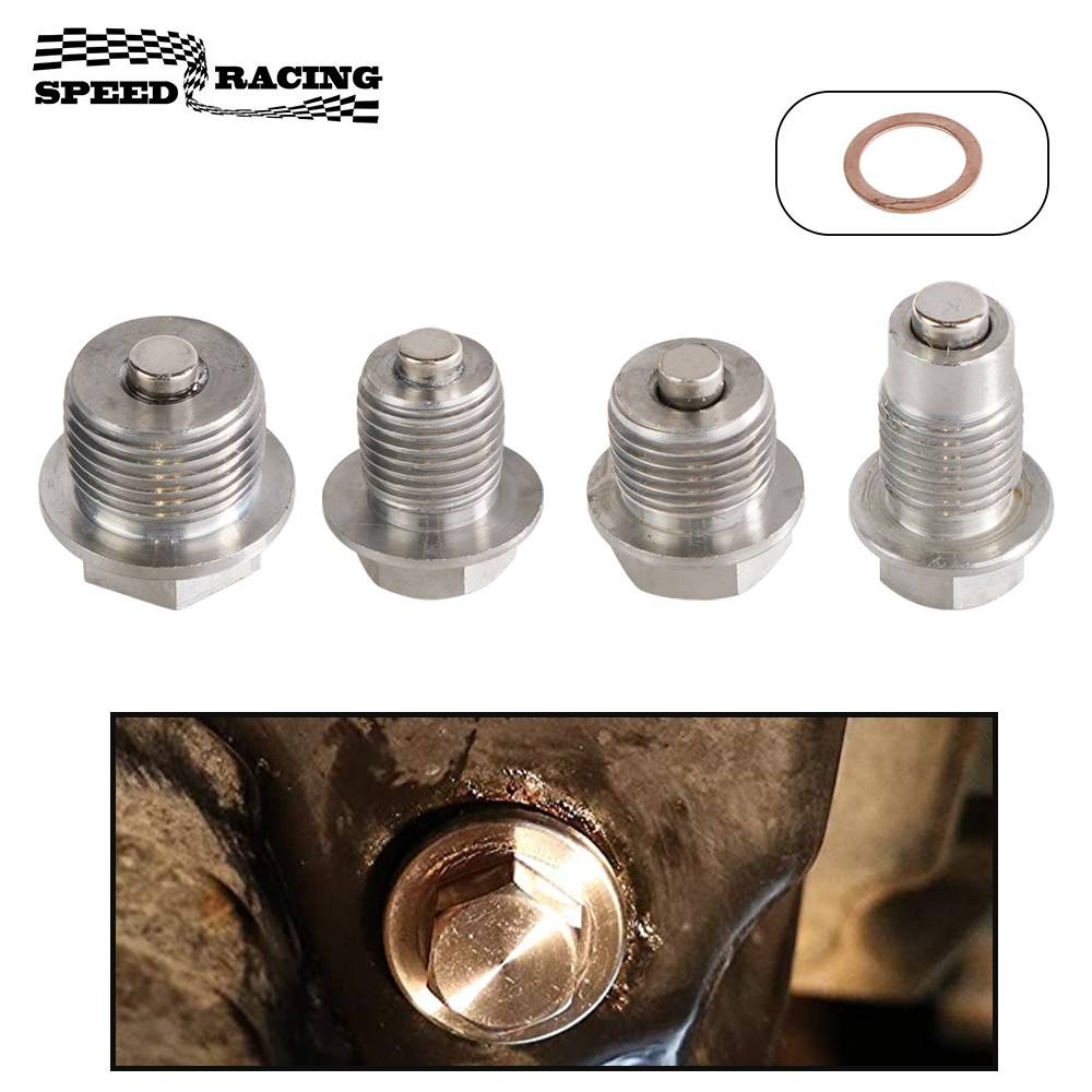 M12x1.25 M14x1.5 M16x1.5 M18x1.5 de acero inoxidable magnético tapón de drenaje de aceite de drenaje de aceite tuercas de plata accesorios de coche pernos de Metal