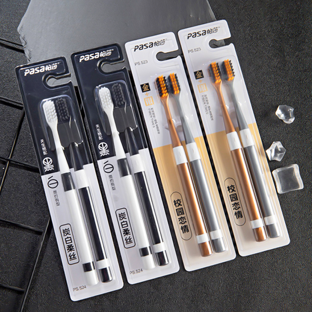 2Pcs/set Small Head Toothbrushes Medium Soft Dental Brush Ultra Fine Bristles Couple Adult Toothbrushes