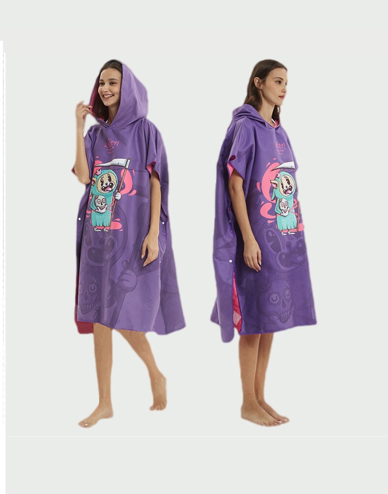 Serviette de plage en microfibre, grande taille, costume de bain, Robe de natation, à capuche, serviette de bain, Surf hommes femmes, Poncho, peignoir rapide: Violet