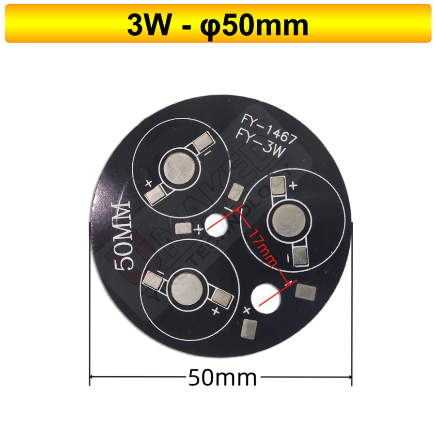Placa de seguimiento de luz LED, base de placa de aluminio, placa PCB LED para chip led de alta potencia, 1W, 3W, 5W, 7W, 9W, 12W, 15W, 18W, 21W, 24W, 30W: Amarillo claro
