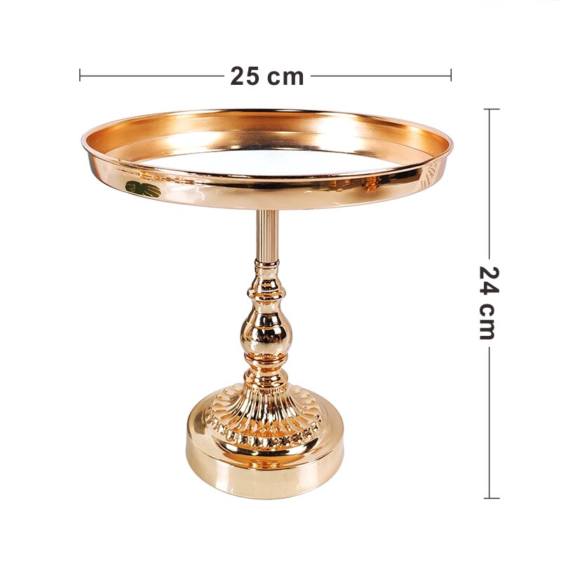 1Pc Gold plating Crystal Cake Stand set Dessert Tray Mirror Surface Wedding cupcake stand Decorative Candlestick: 25cm