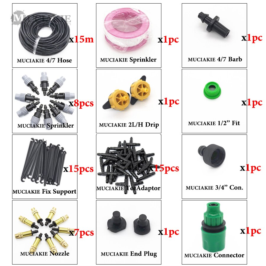MUCIAKIE 30 M 25 M 20 15 10 M Garten Beschlagen Sprinkler Bewässerung System Bewässerung Bausätze mit Einstellbare Nebel sprühen tropf Stecker: JxAB310CL