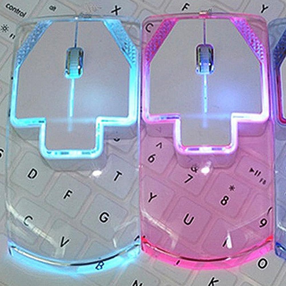 Ultra-thin Transparent 1200DPI 2.4GHz Wireless Optical Luminous Mouse for PC Desktop Laptop Notebook