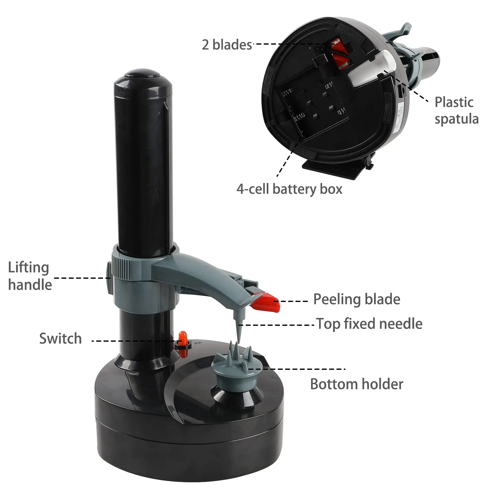 Elektrische spiraalvormige aardappelschiller Automatische appelschiller, slimme groentefruitschillermachine, keukenaccessoires schilgereedschap