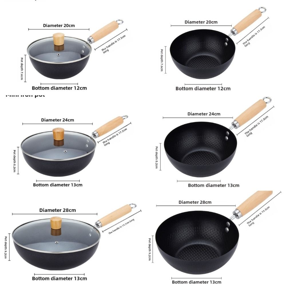Hand-forged Mini Frying Pan Nonstick Uncoated Iron Pot Saucepan Kitchen Supplies with Lid Cast Iron Wok Gas Induction Cooker