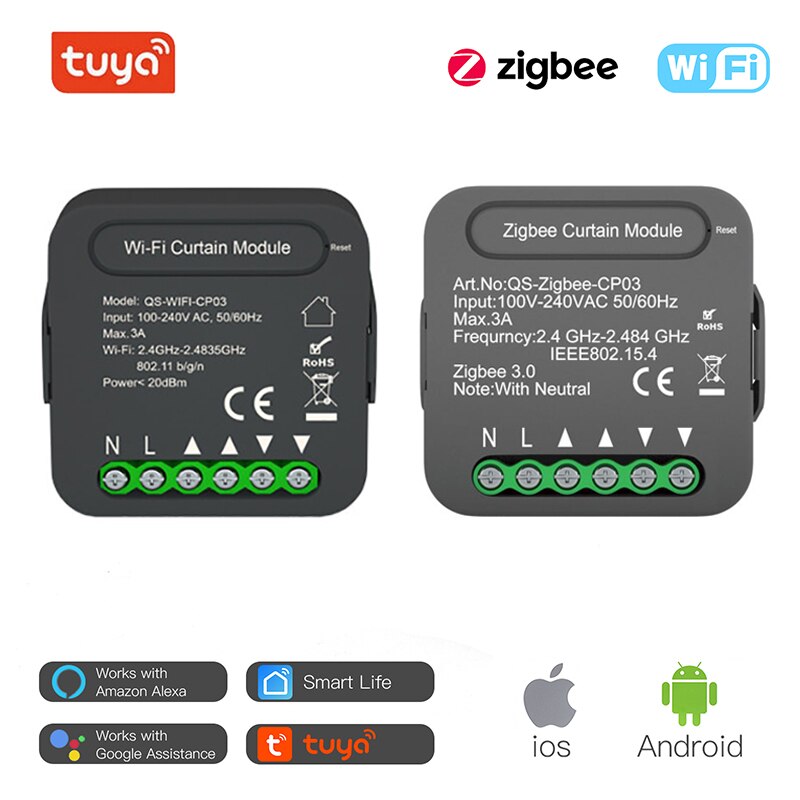 Tuya smart-vorhangschalter, wlan-zigbee-smart-home-automatisierungsmodul, timer, sprachfernbedienung, kompatibel mit alexa und google home