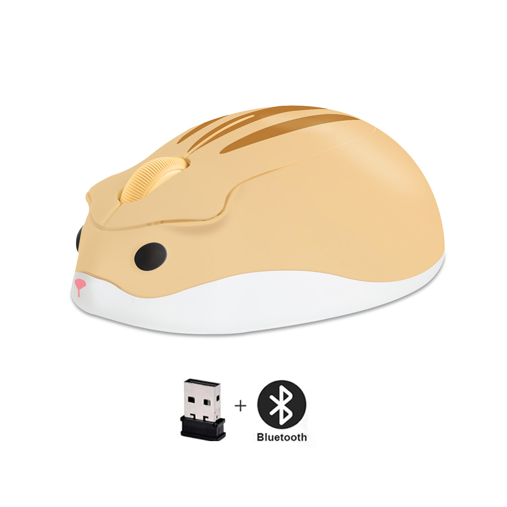 Cute 2.4G Wireless Mouse Ergonomic Optical USB Mice Kawaii Cartoon Hamster Mouse For PC Laptop Tablet Computer Kids: Coffee