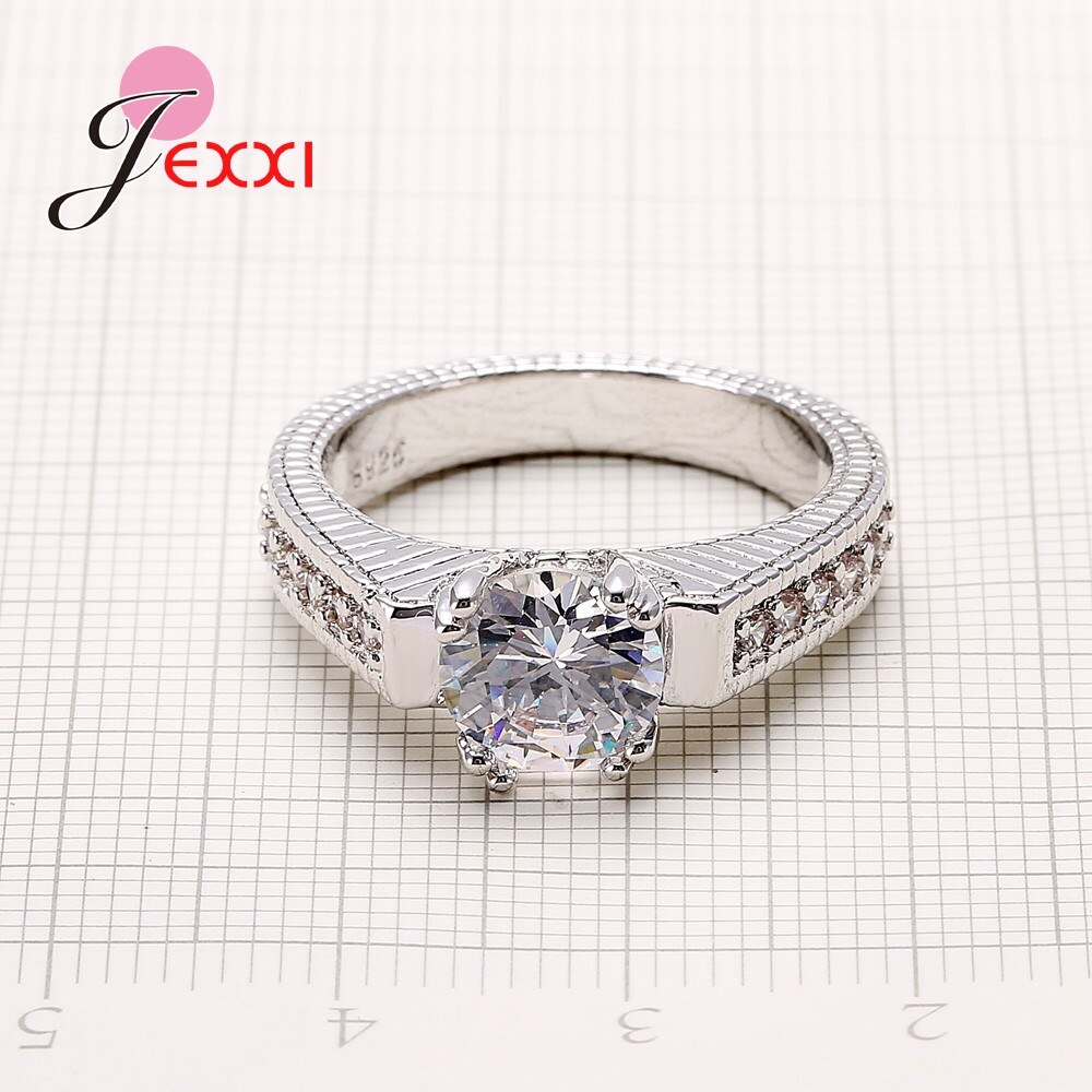 925 Sterling Silver Couple Rings Cubic Zirconia Rhinestone Women Engagement Rings Wedding Jewelry