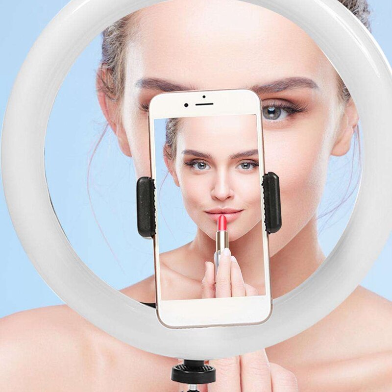 Fotografering ledet selfie ringe lys 26cm tre-trinns trinnløs belysning dimmes med vuggehode til sminke video bo studio
