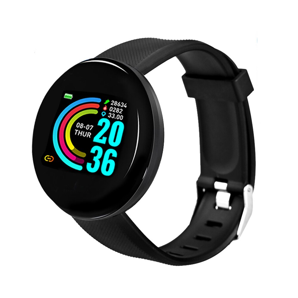 Reloj inteligente resistente al agua para hombre y mujer, pulsera inteligente con control del ritmo cardíaco y de la presión sanguínea: Black