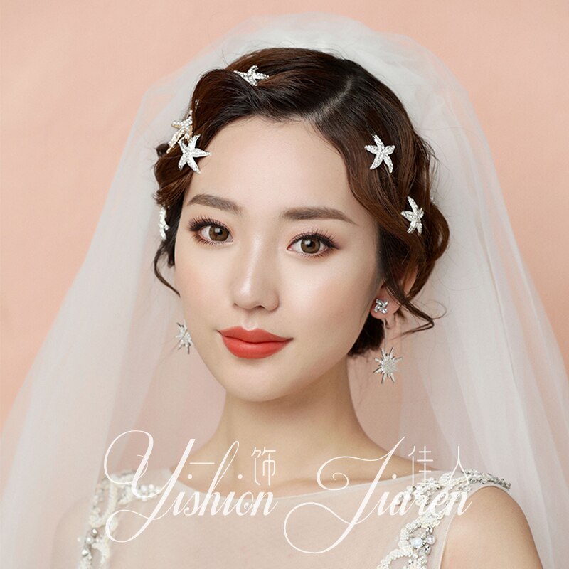 6pcs bride starfish Korean bride hairpin Korean style U-clip Korean hair accessories pin headdress style