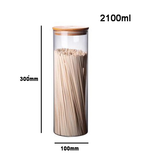 Glasopbevaringsglas med bambuslåg korndispenser opbevaringsflasker højkapacitets glasbeholdere til madkrydderier slikkrukke: 10 x 30cm