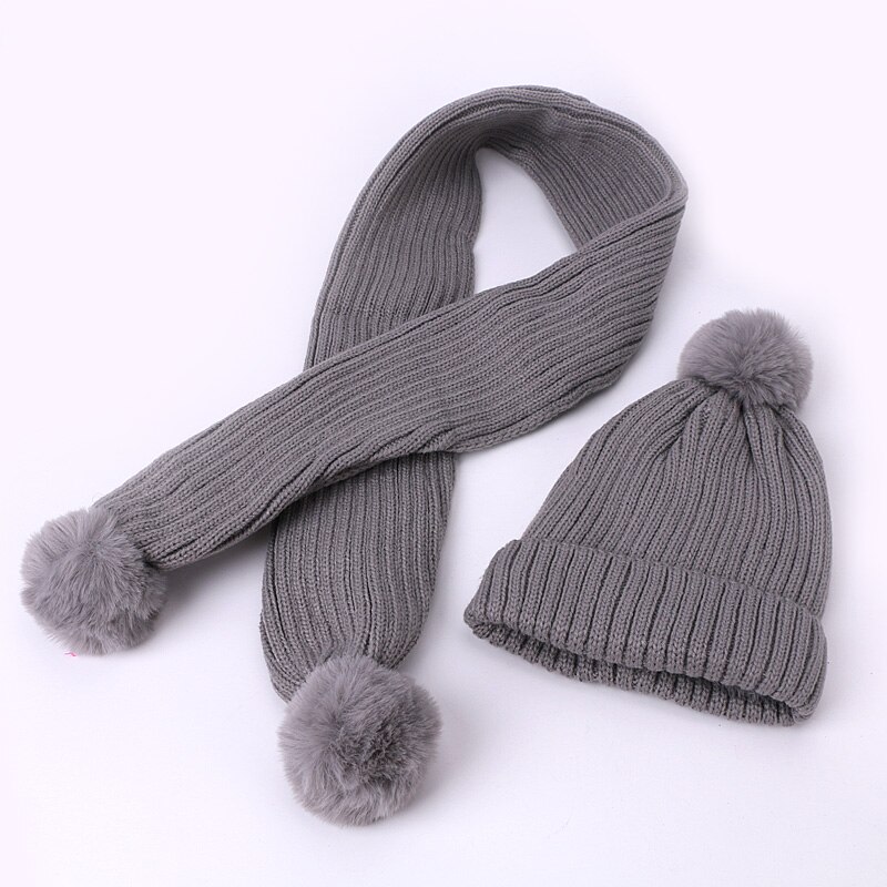 Pompón sombrero y bufanda para niños abrigo invernal crochet sombrero de punto bufanda, conjunto de dos piezas de chico grueso, gorros, gorros de lana con forro: C