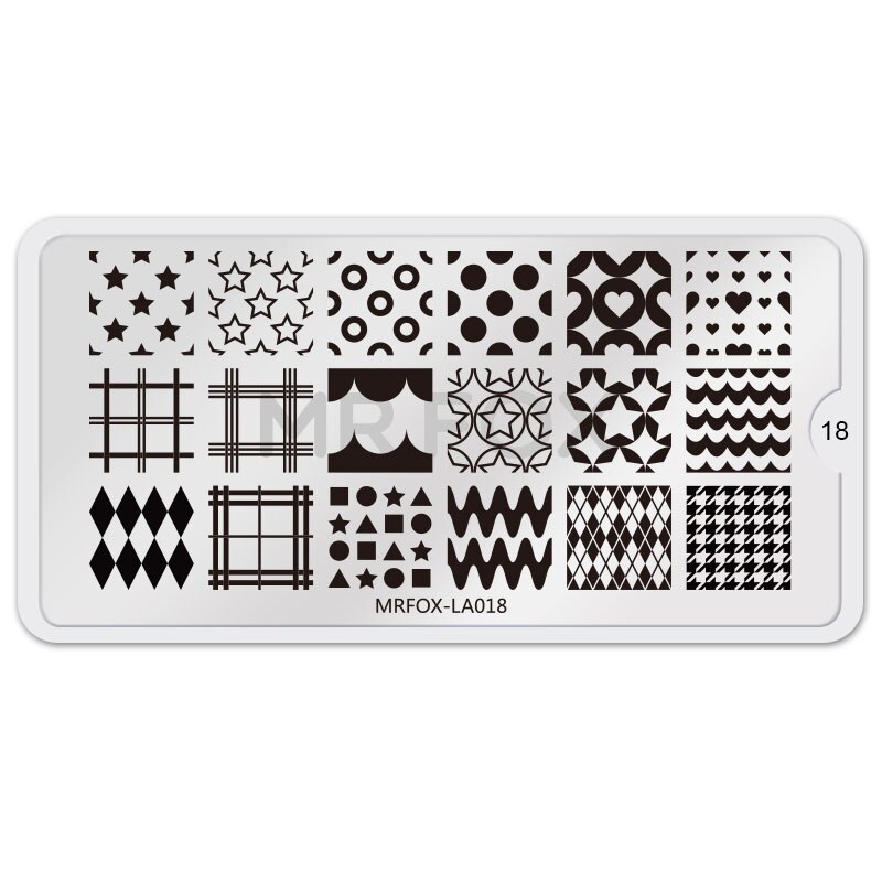 Pochoirs de manucure assiettes à ongles, en acier inoxydable à la couleur de la manucure Image de bricolage imprimante d'image modèles de plaques de marquage à ongles de 6.5*12.5CM: MRFOX-LA18