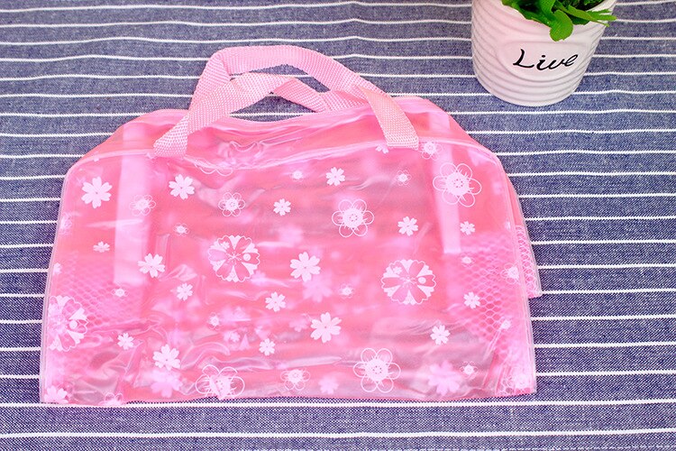 Kvinder svømmetaske håndtasker gennemsigtig pvc plast pool strand makeup arrangør toiletartikler opbevaring pvc taske: Lyserød