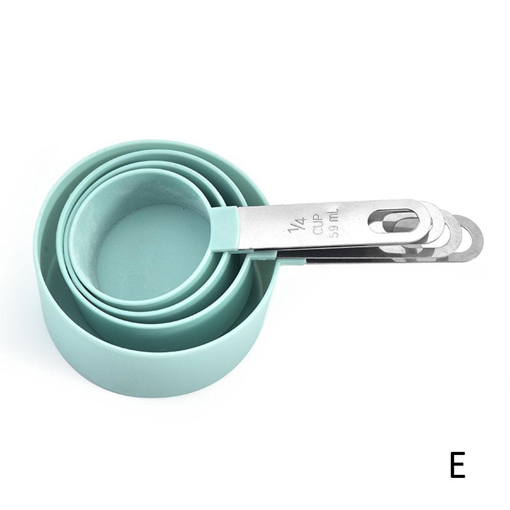 4Pcs Stainless Steel Measuring Cups Spoons Kitchen Baking Cooking Tool Set Measuring Cup Measuring Spoon Set: E