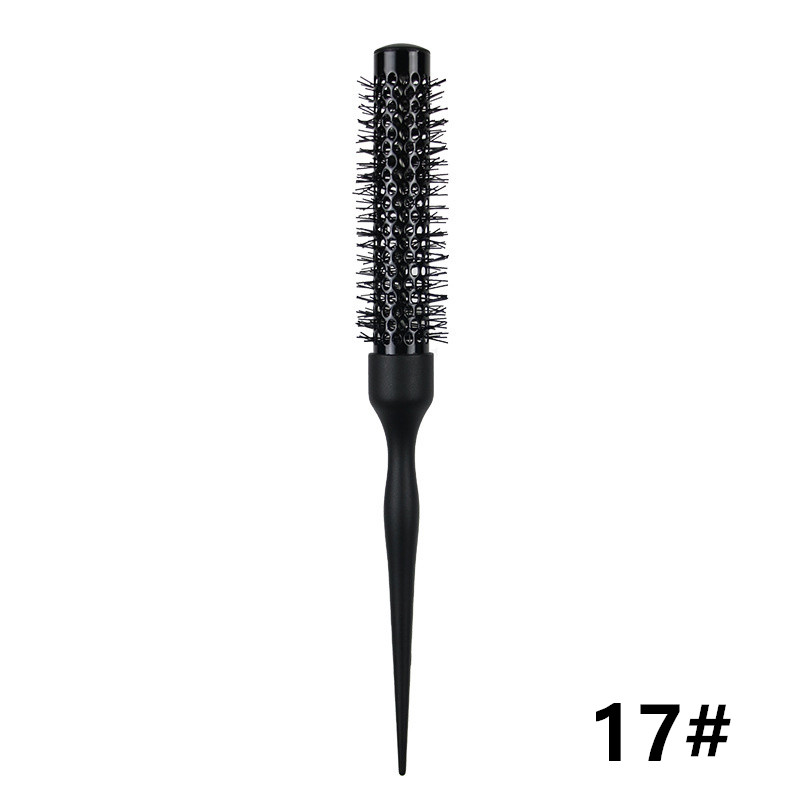 Peine para el cabello de barril redondo negro, cepillo para el cabello, peine de nailon, cilindro, peine para pelo rizado, herramienta de salón de tubo de aluminio, 1 ud.: Azul