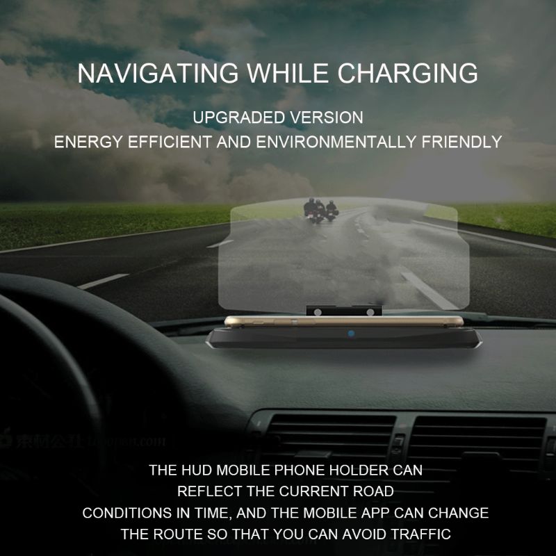 Universal HUD Car GPS Navigation Projection + Mobile Phone Stand Head Up Display