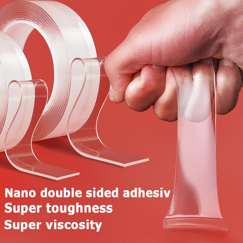 Superstark dubbelhäftande tejp genomskinlig dubbelhäftande tejp för scrapbooking 1m/3m spårlös nano dubbelhäftande tejp