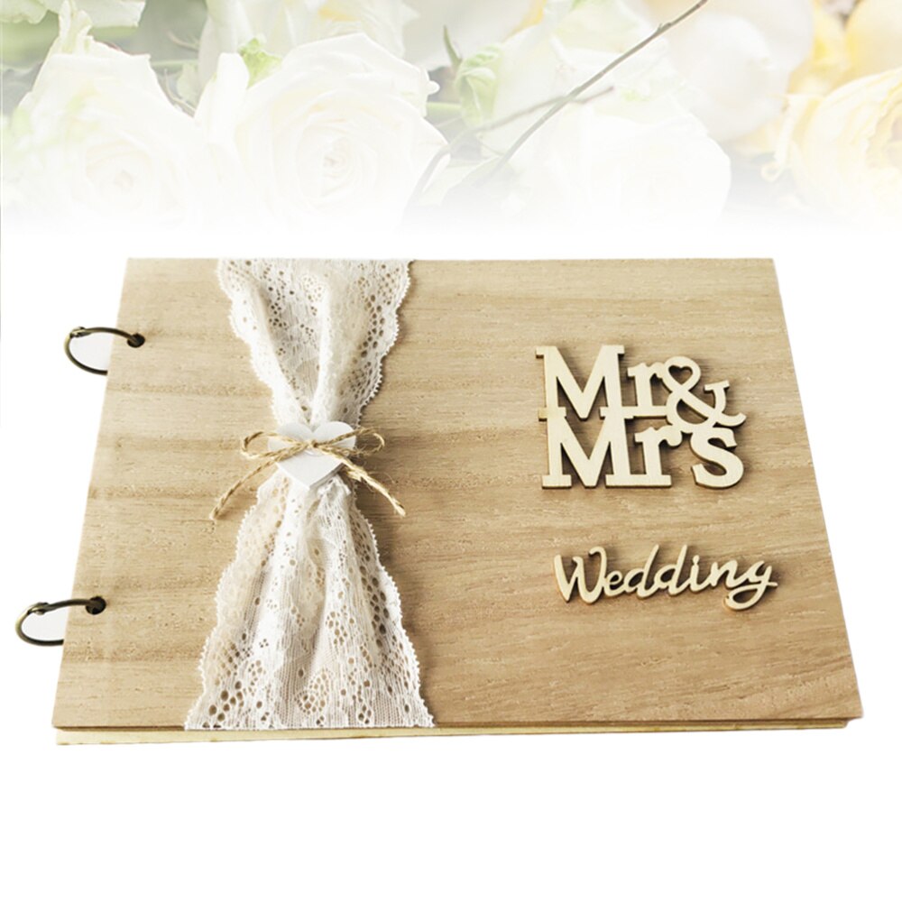 Wooden Guest Sign In Book DIY Message Book for Engagement Wedding Ceremony