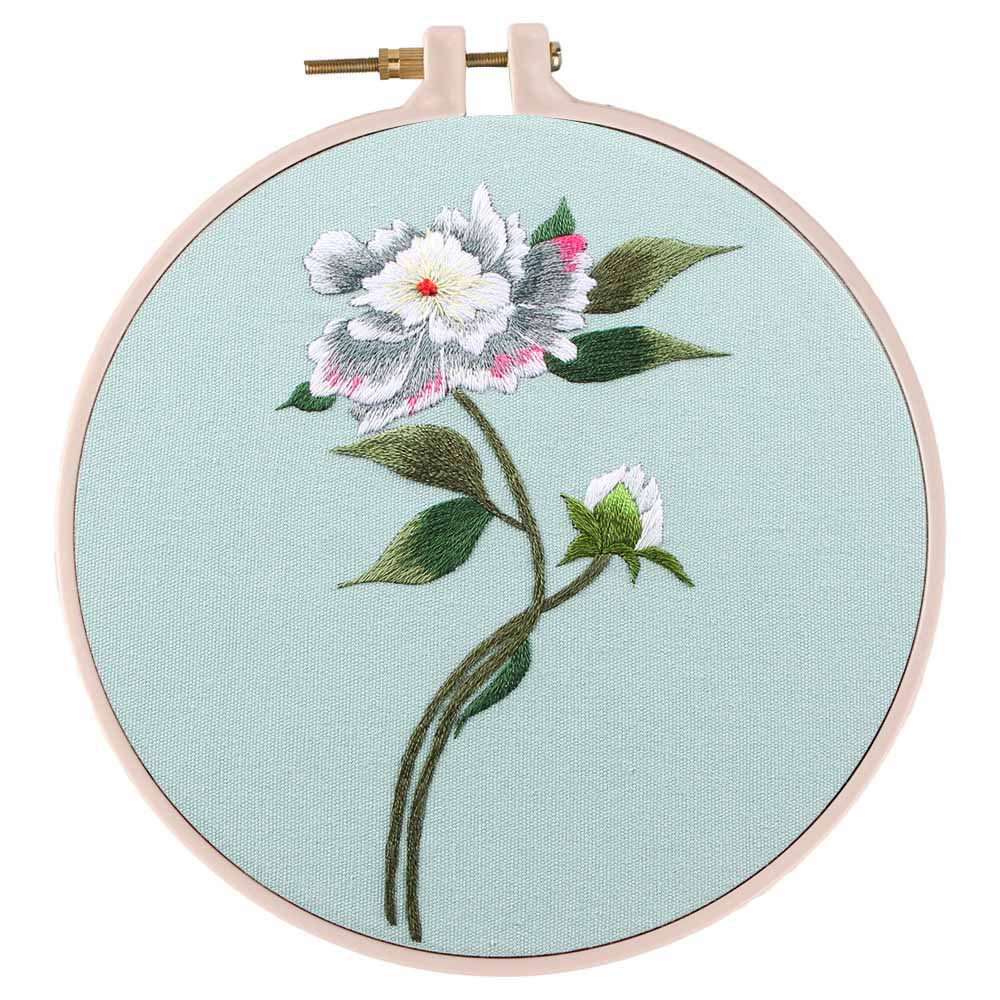Hand Chinese Flower Embroidery Kits Needlework Kits Floral Cross Stitch Sets with Hoop Swing Art Wall Painting Home Decor: 7