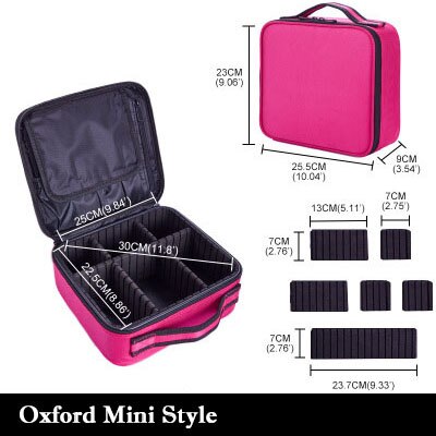 Kvinner merke makeup case full kosmetisk veske arrangør skinn skjønnhet manikyr reise sminke koffert: C stil rose rød