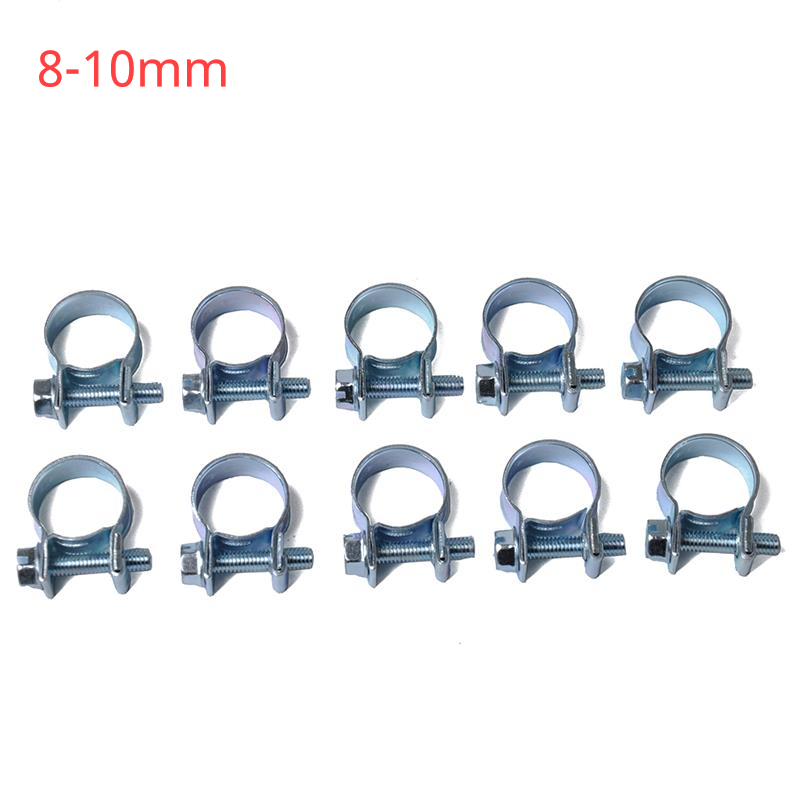 Clips de manguera de combustible para coche, juego de abrazaderas de manguera de aire de acero al carbono, Mini abrazadera de tubo de gasolina diésel, 10 unids/set por juego: 8-10mm