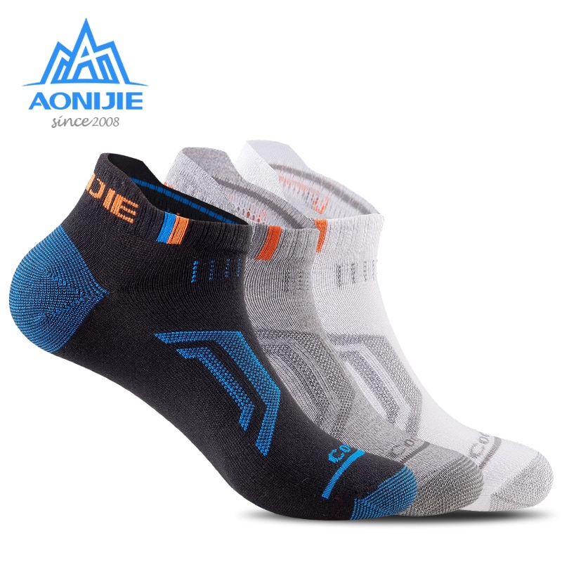 3 paires AONIJI E4101 Sports de plein air en cours d'exécution Performance athlétique Tab coussin d'entraînement bas spectacle Compression chaussettes marche