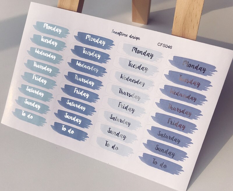 1pc Weekly calendar English words adhesive stickers blue Decorative Sticker DIY Planner diary Scrapbooking album Stickers