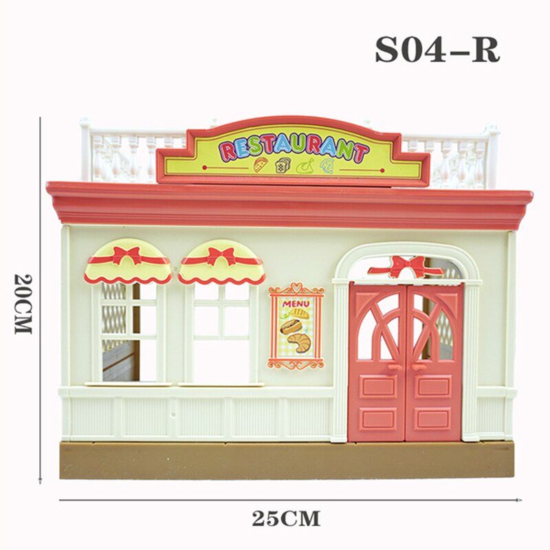 Forest Animal School Bus Desk 1:12 Tent Toy Bus Set Brown Rabbit School Desk Girl Pretend Play House Amusement Park Kids Toys: S04-R