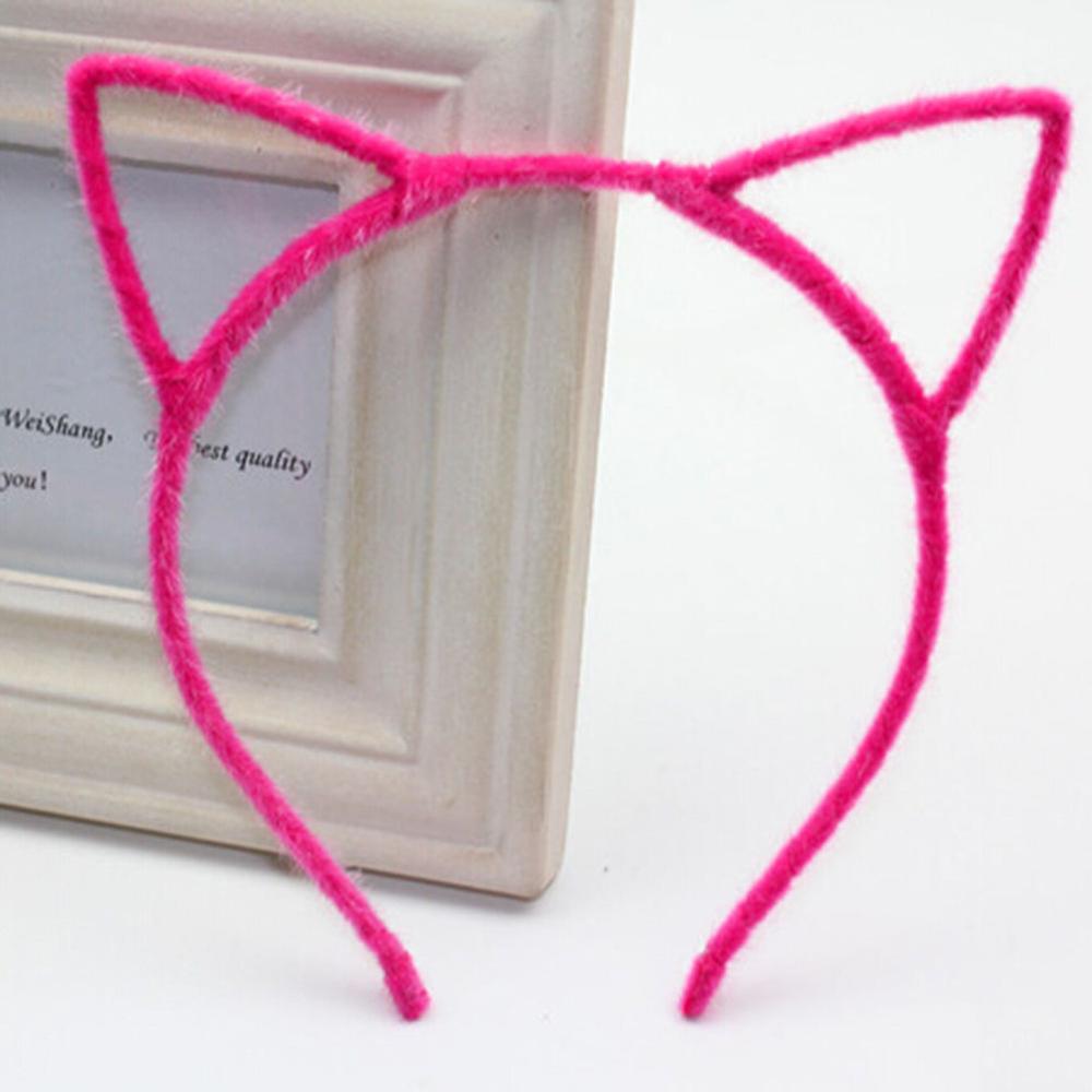 Cat Ear Hair Band Faux Fur Headband Hairbands Fine Hairstyle Decor Furry Hoop Hair Accessories Headwear: Rose