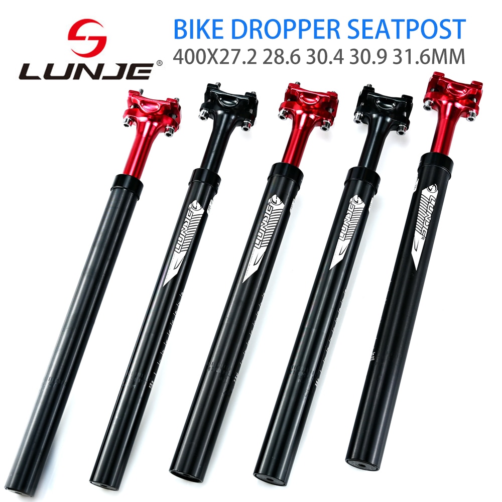 LUNJE Bike Seatpost 400mm Spring Suspension Damping Dropper Telescopic Seatpost 27.2/28.6/30.4/30.9/31.6mm MTB Bicycle Seat Post