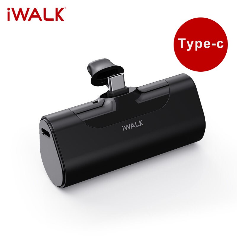 Iwalk carregador portátil pequeno 4500mah compatível com iphone 11 pro/xs max/xr/x/8/7/6/plus airpods e mais: Type-c black