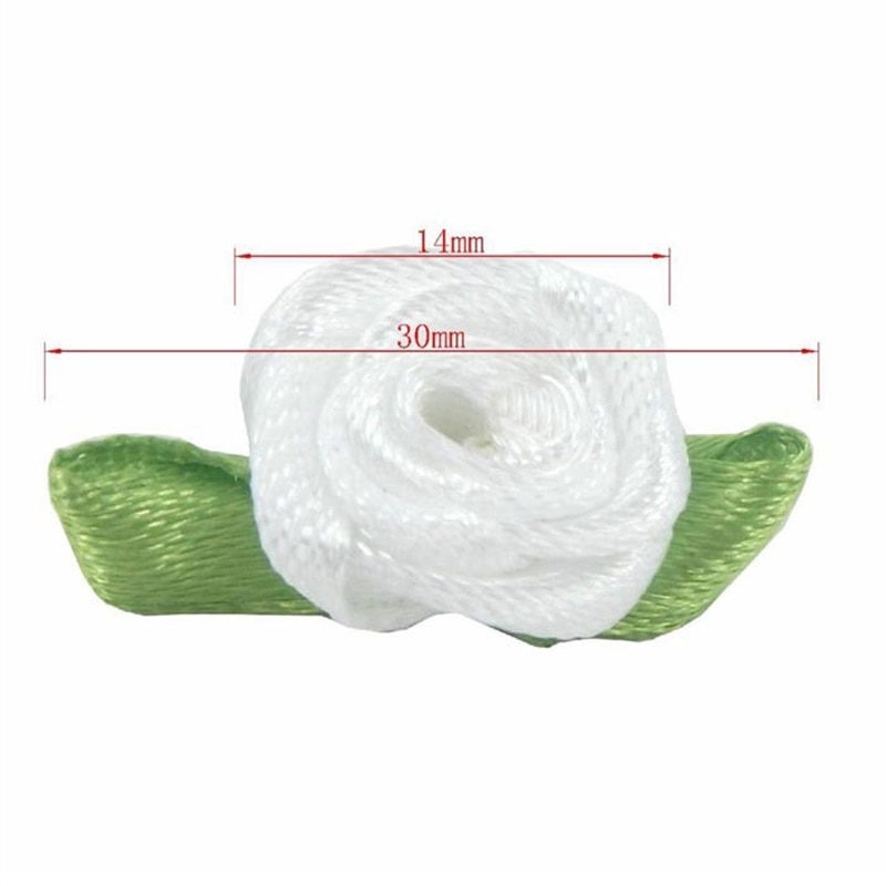 100PCS Artificial Mini Silk Rosettes Fabric Flowers Heads Making Handmade Satin Ribbon Roses DIY Craft For Wedding Decoration