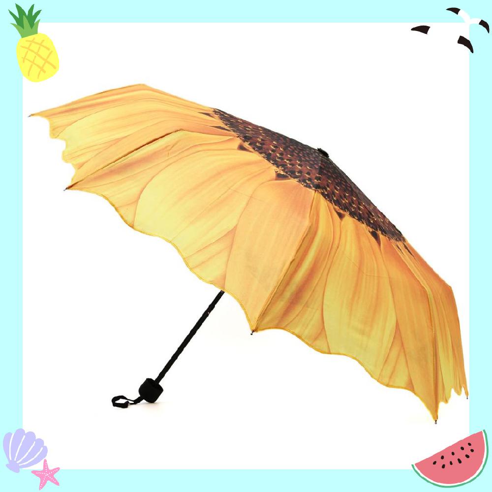 3d Sunflower Umbrella Women Three Folding Windproof Wasterproof Anti Uv Parasol Sunny Rainy Women's Umbrella: 1