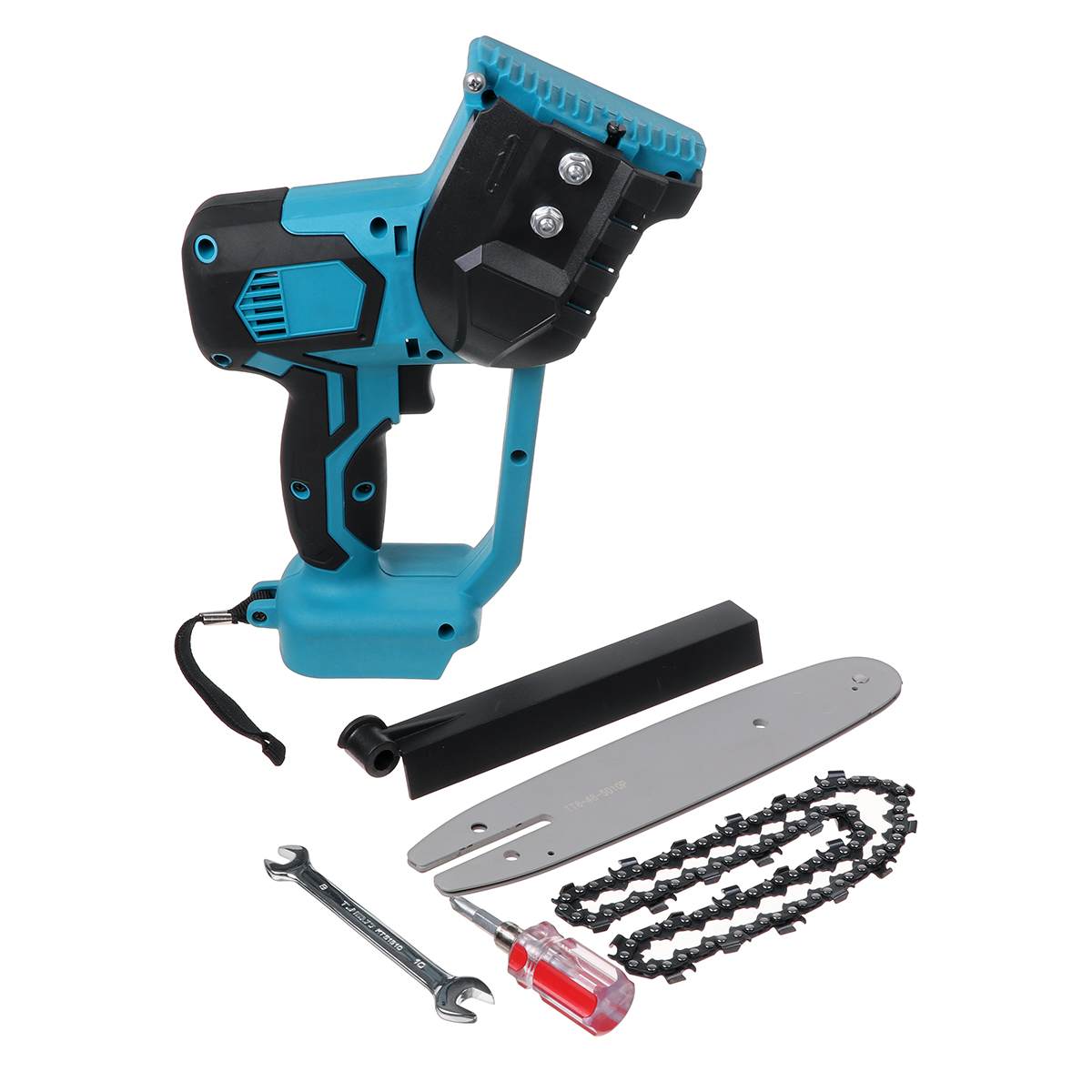 8 Inch Electric Chain Saw Portable Cordless Chainsaw Woodworking Chain Saw Power Tool: Blue