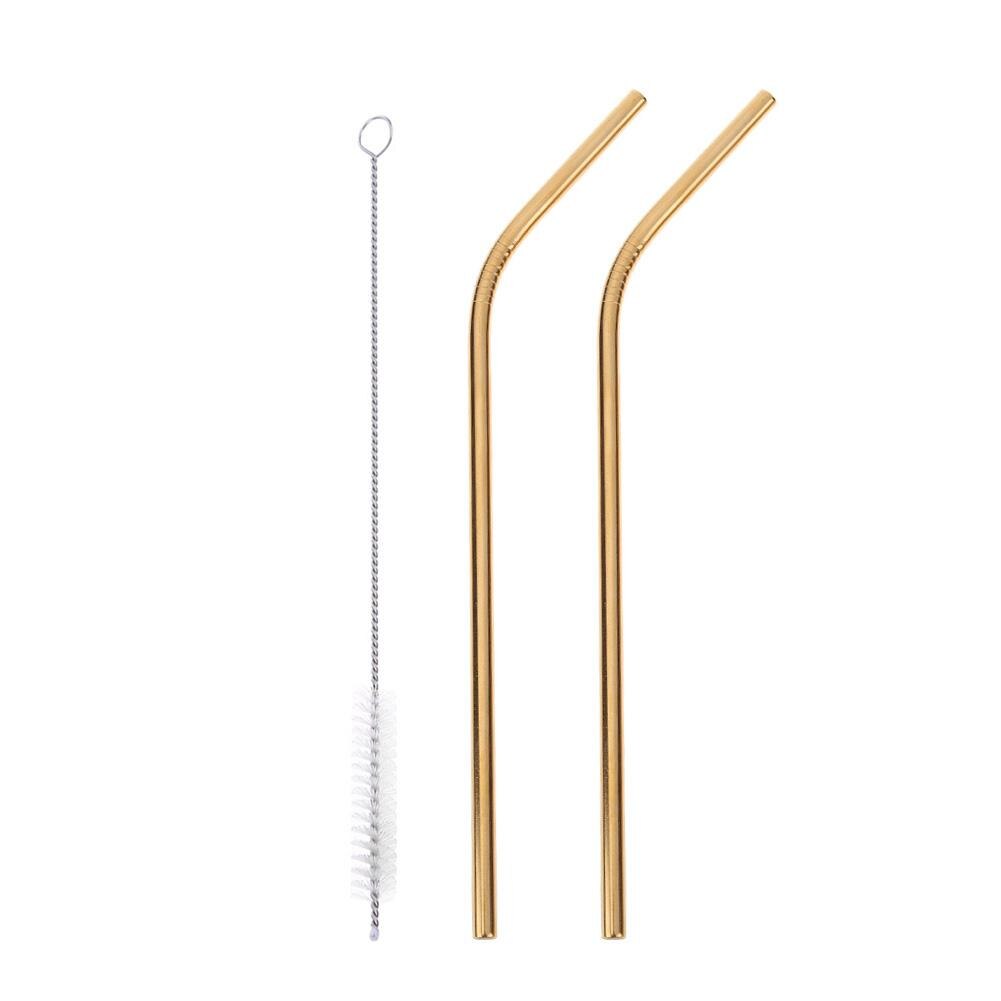 Pajillas reutilizables de acero inoxidable, cepillo limpiador, accesorios pequeños para Bar y en casa, 3 piezas: 2