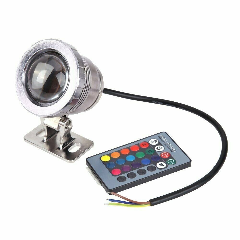 Waterproof RGB LED Flood Light Underwater Fountain Pool Pond Aquarium Spotlight Bulb Lamp Outdoor Garden AC DC 12V 110V 220V: Silver No Plug12V / 10W