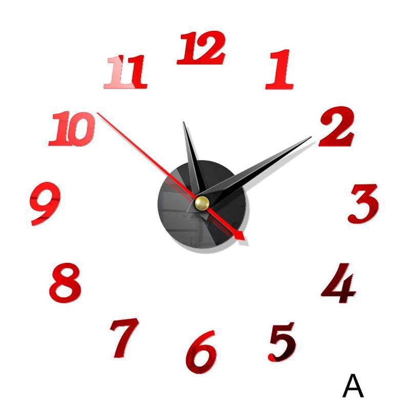 European Style Wall Clock Home Diy3d Three-dimensional Clock Acrylic Wall Decorative Sticker Digital Wall Clock Mirror