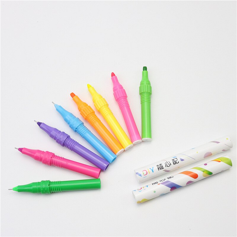 Set of color double-headed Highlighter Line Drawing and covering Plastic Pen box packaging