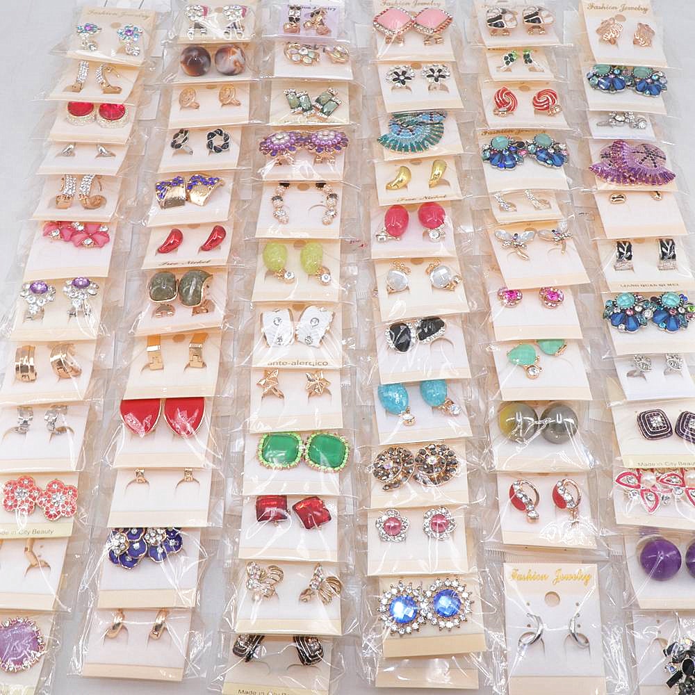 Women's 30pairs/lots Crystal Stud Jewelry Earrings European and American Mix Style