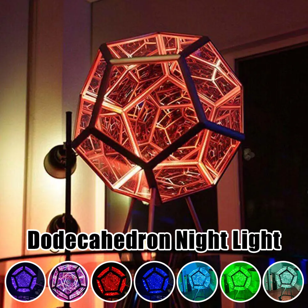 Infinity Dodecahedron – lampe décorative, couleur, décoration d'intérieur, lumière de rêve, avec chargeur USB