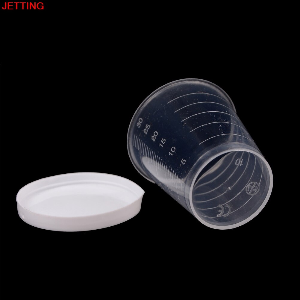 10 PCS 30ml White Lid Indexing Clear Container Tub Clear PP Liquid Measuring Cups Plastic Graduaeted Laboratory Test Cylinder