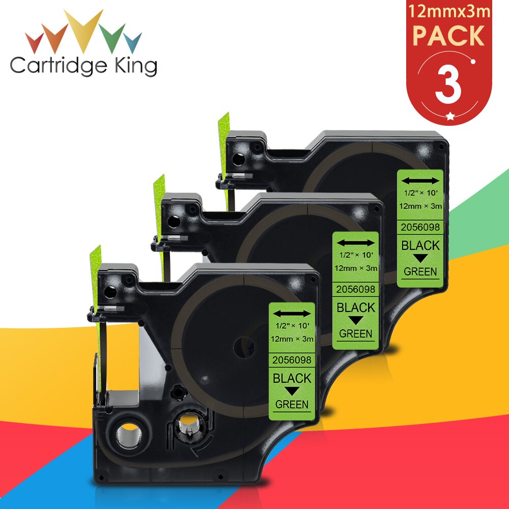 6PK 12Mm Zwart Op Wit Glitter Label Tape Vervangen Dymo D1 45021 45013 2056121 2056091 2056094 2056098 Voor Dymo labelmanager 160: Green Glitter