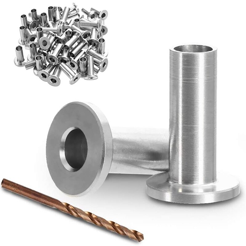 80Pack 316 Stainless Steel Protector Sleeves for 1/8Inch 5/32Inch 3/16Inch Wire Rope, Come with a Drill Bit